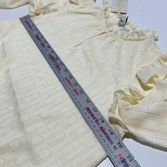 Joie Blouse Top Women's Small Ivory Ruffle Crew Neck Balloon Sleeve Pullover NWT - Picture 7 of 8